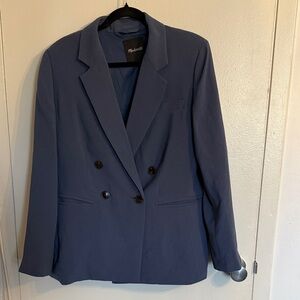 ALMOST NEW Madewell Blue Crepe Double-Breasted Blazer - Lined